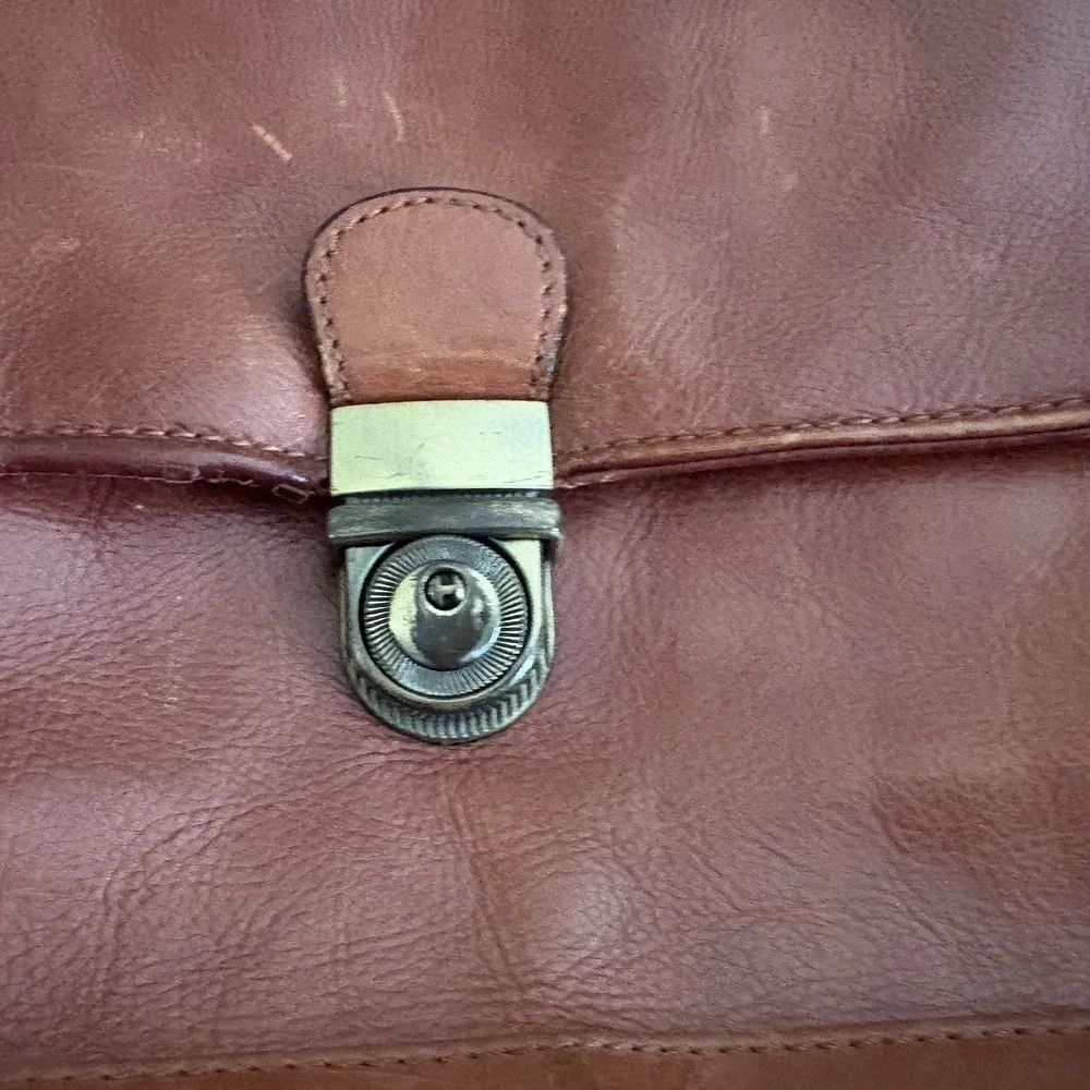Avenues America‎ Vintage Leather Briefcase Portfolio Messenger Bag brown